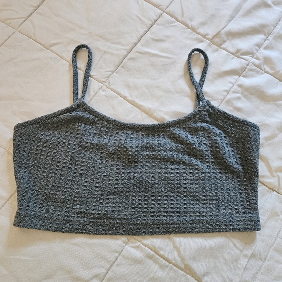 SHEIN Tops - Shein Women's Blue Grey Sleeveless Tank Crop Top Size Small